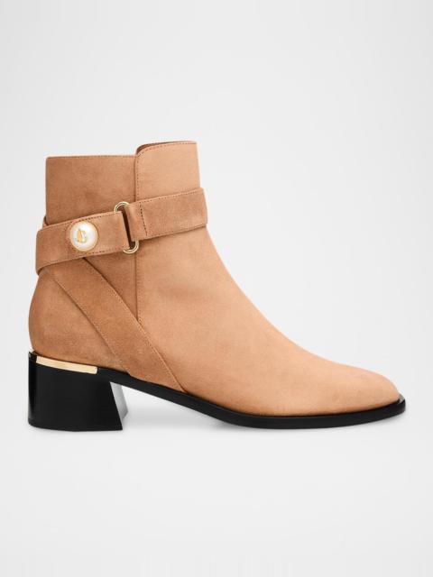 JIMMY CHOO Noor 45 Suede Pearly-Button Ankle Boots