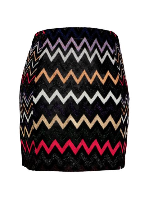 zigzag crochet-knit miniskirt