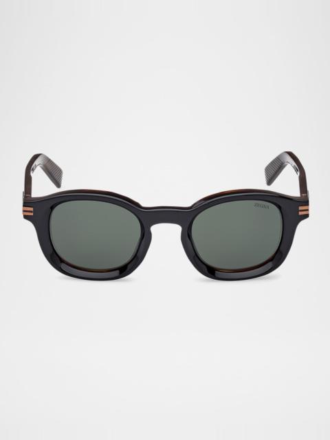 ZEGNA Men's AURORA I Acetate Round Sunglasses