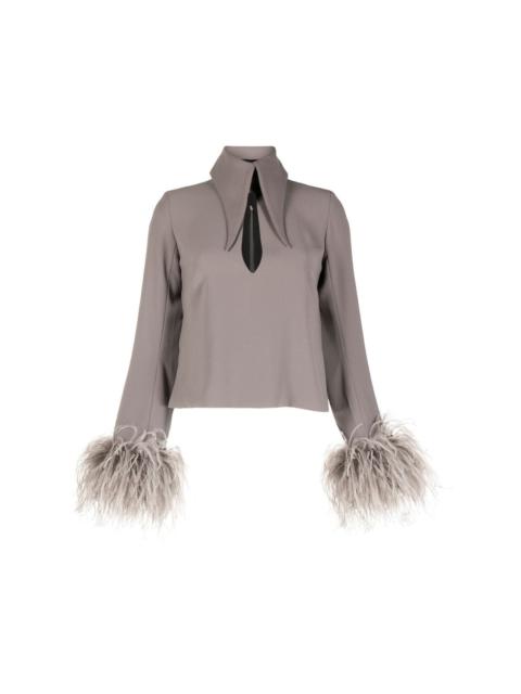 16ARLINGTON Michelle feather-detail blouse