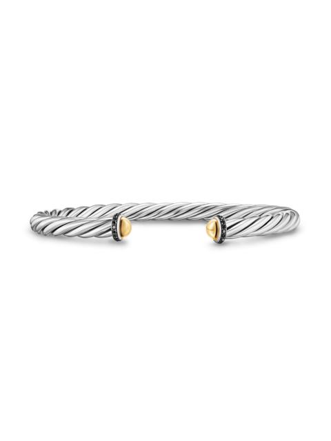 DAVID YURMAN Men's Cable Cuff Bracelet in Sterling Silver - Black Diamond