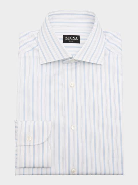 ZEGNA Men's Multi-Stripe Trecapi Cotton Dress Shirt