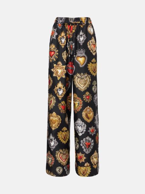 Dolce & Gabbana Devotion silk twill palazzo pants