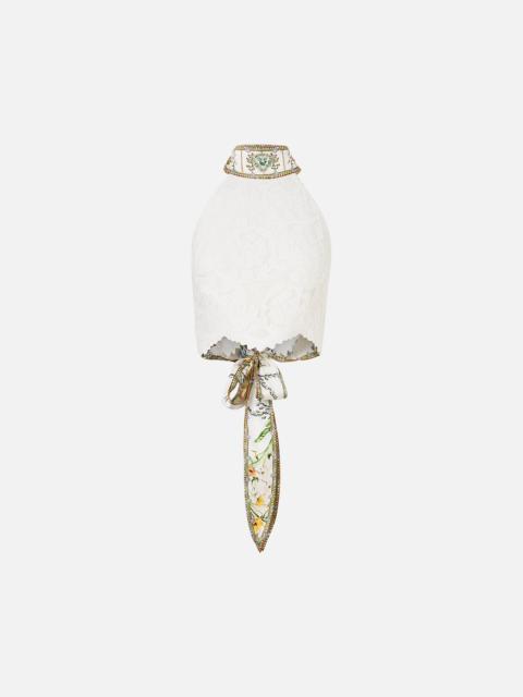 CAMILLA HALTER TIE BACK TOP