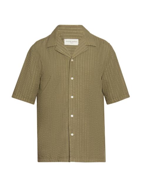 OFFICINE GÉNÉRALE Men's Eren Seersucker Short-Sleeve Shirt - Burnt Olive