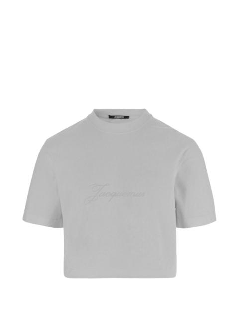 JACQUEMUS embroidered-logo cropped T-shirt