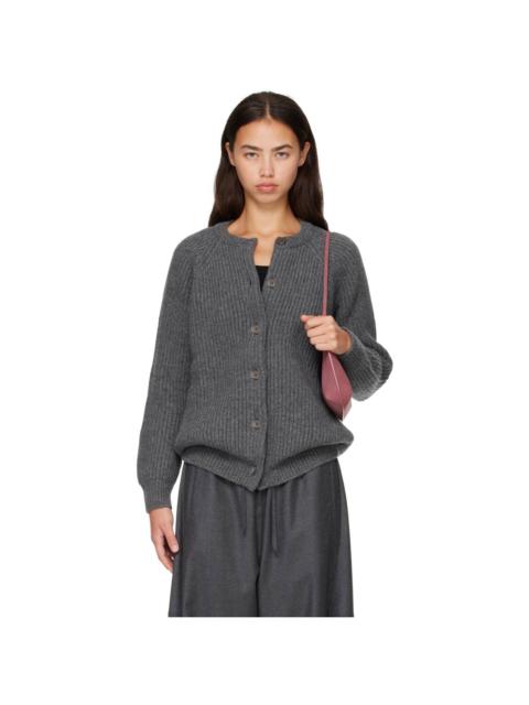 &DAUGHTER Gray Rowan Rib Crewneck Cardigan