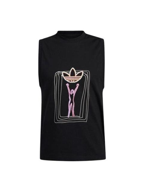 adidas adidas originals Ptide Series Love Unites Tan Fluorescence Printing Sports Vest Couple Style Black H