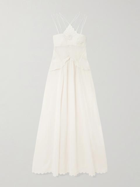 Isabel Marant Lindy Lace-trimmed Embroidered Ramie Maxi Dress