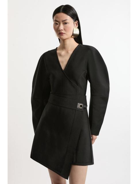 KAREN MILLEN Figure Form Bandage Asymmetric Mini Skirt