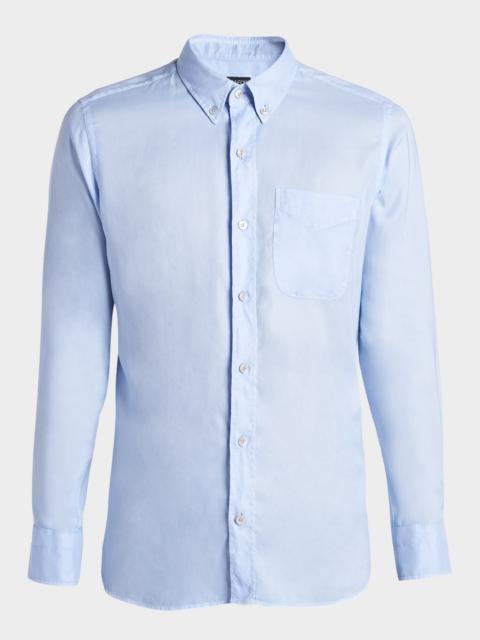 TOM FORD Men's Slim-Fit Gabardine Button-Down Shirt