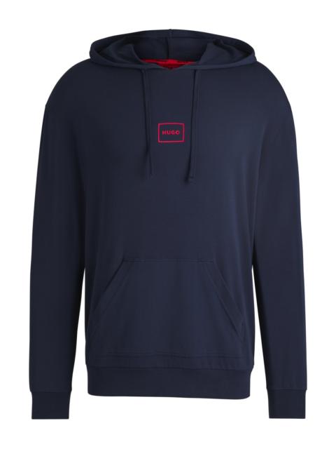 HUGO STRETCH-COTTON RELAXED-FIT HOODIE WITH LOGO PRINT