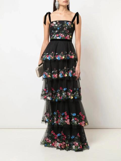 Marchesa 5-TIER 3D EMBROIDERED TULLE GOWN