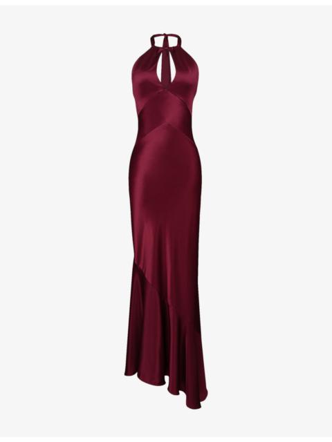 House of CB Oliviana Halter-Neck Satin Maxi Dress