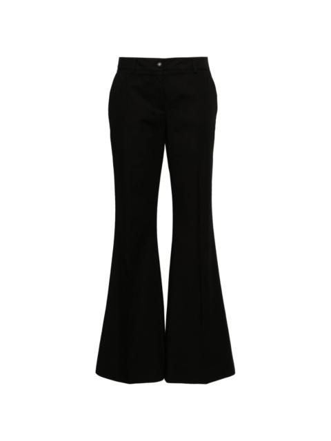 mid-rise twill flared trousers