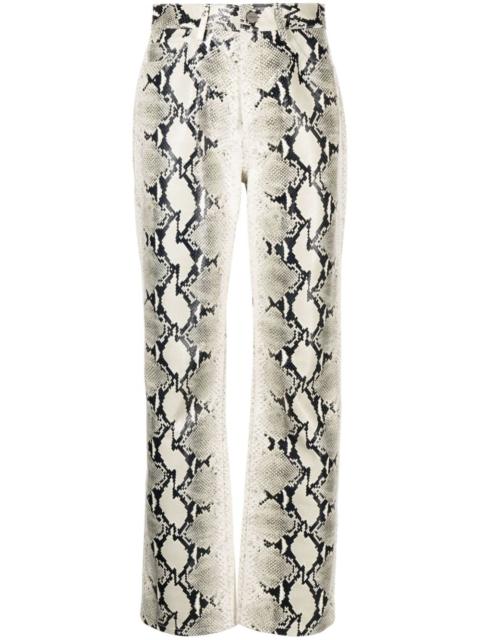 KHAITE snakeskin-print leather trousers