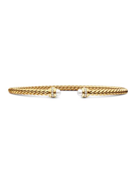DAVID YURMAN Women's Classic Cablespira Bracelet in 18K Yellow Gold and Diamonds - Pearl