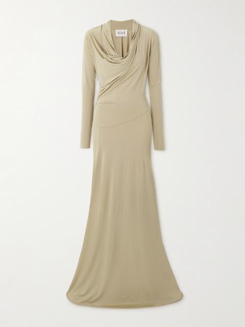 TOVE Vevina Draped Pleated Jersey Maxi Dress
