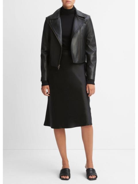 Vince Leather Cross-Front Moto Jacket