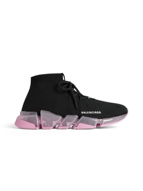 Women's Speed 2.0 Lace Up Full Clear Sole Recycled Knit Sneaker in Black/light Pink