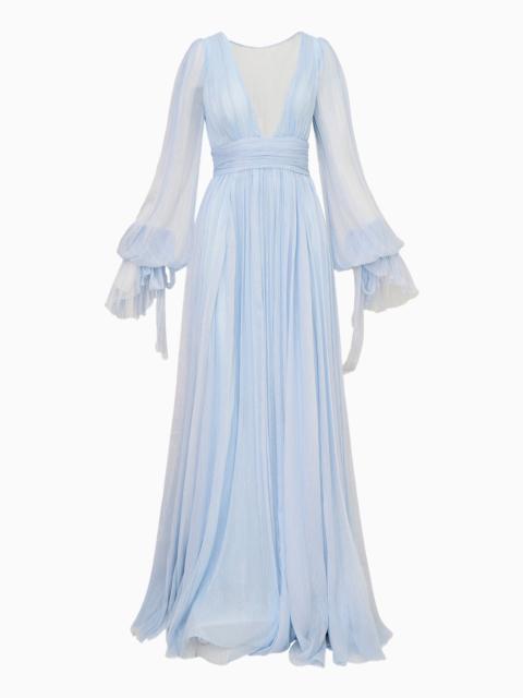 LoveShackFancy Galatea Metallic Silk Chiffon Maxi Dress