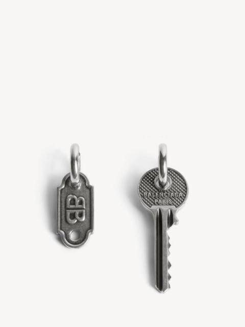 BALENCIAGA Men's Neverlost Earrings in Antique Silver