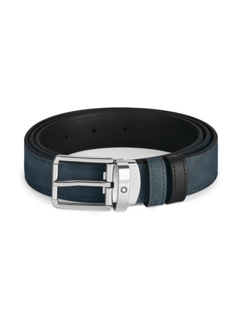 Montblanc EVERYDAY BUCKLE VELVET BLUE/BLACK 30MM REVERSIBLE LEATHER BELT