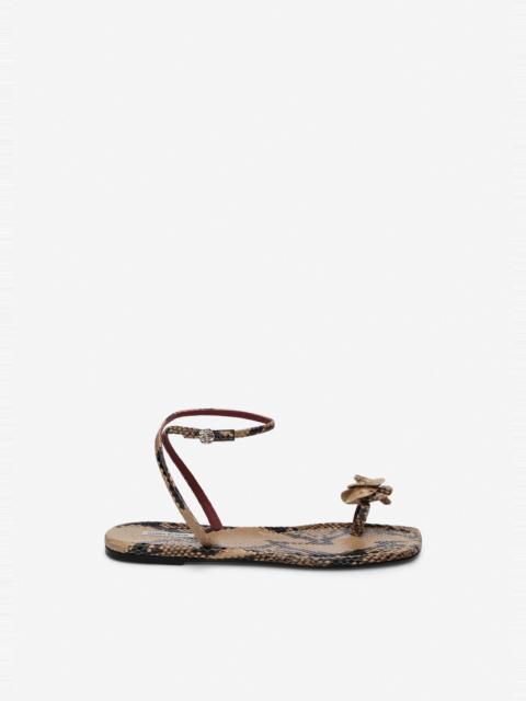 MAGDA BUTRYM Rose toe-post sandals in snake-embossed leather