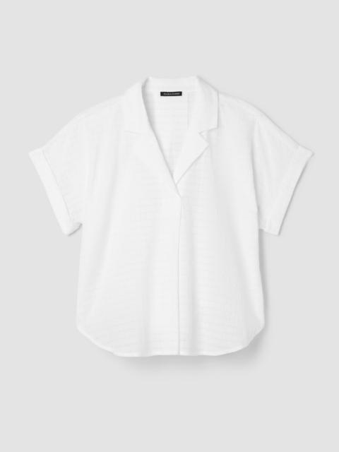 EILEEN FISHER Organic Cotton Voile Box Notch Collar Shirt
