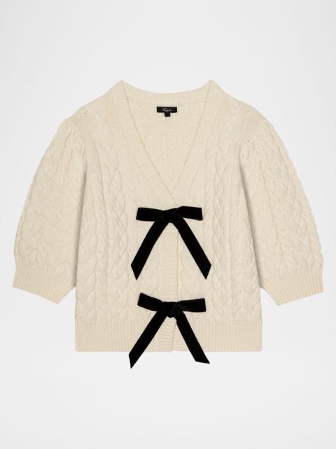 Rails Clarissa Cable-Knit Bow-Front Sweater