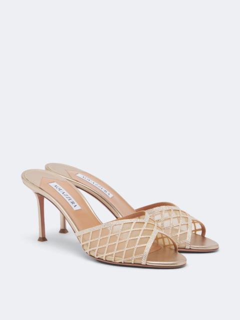 AQUAZZURA Lumiere embellished mesh mules