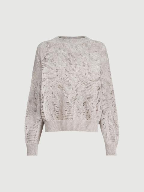 Brunello Cucinelli Dazzling water lillies sweater in linen and cotton