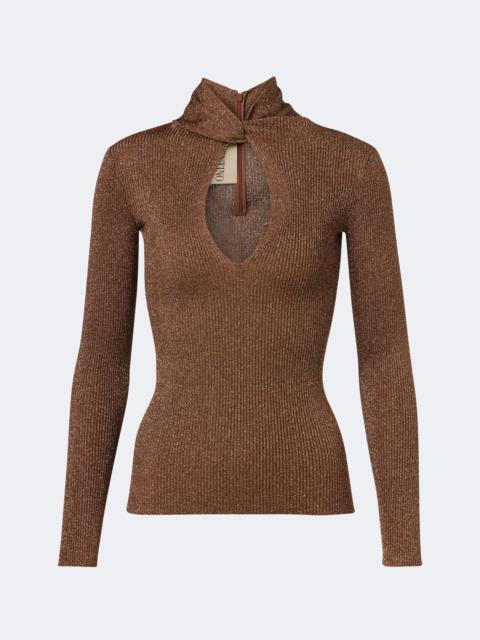 Valentino Cut-out lamé sweater