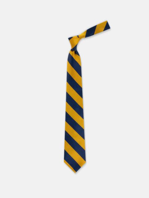 J. PRESS MADE-IN-USA NAVY & YELLOW GUARD STRIPE SILK REPP TIE