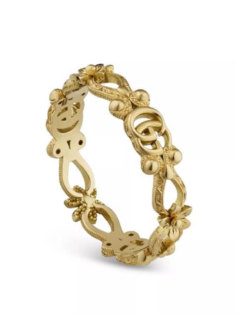 18K Yellow Gold Flora Double G & Flower Openwork Ring