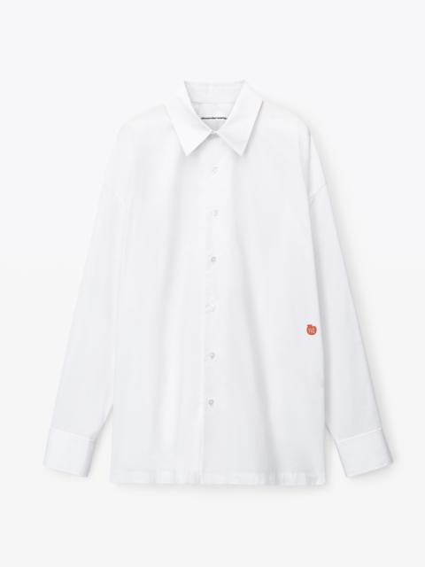 Alexander Wang button up boyfriend shirt in compact cotton with apple logo patch