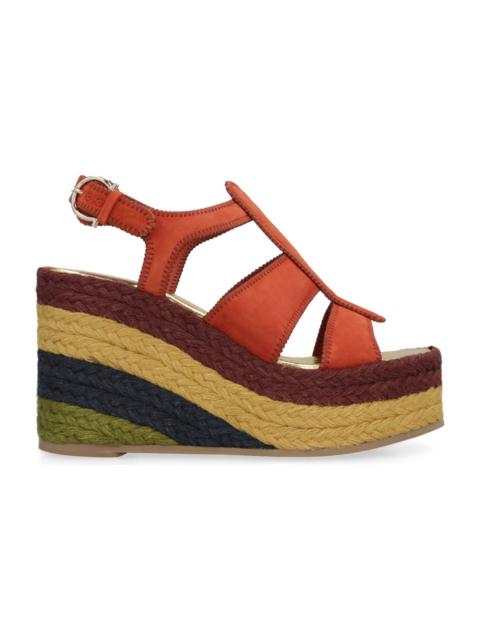 サンダル・ミュール FERRAGAMO Brick suede Renee wedges (01E3537587871C RAMAS) Salvatore Ferragamo Renee Suede Wedge Sandals (Sandals