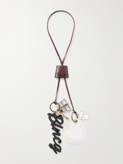 BALENCIAGA Le City 2 Embellished Textured-Leather, Silver- and Gold-Tone Key Fob