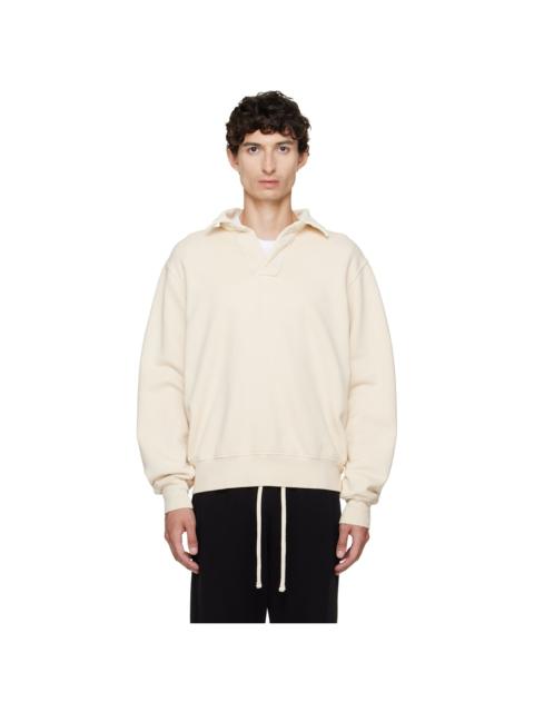 LES TIEN Off-White Heavyweight Moto Back Polo