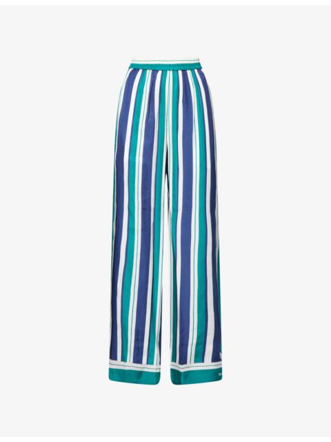 SIMKHAI Zuna Striped Straight-Leg Silk-Blend Trousers