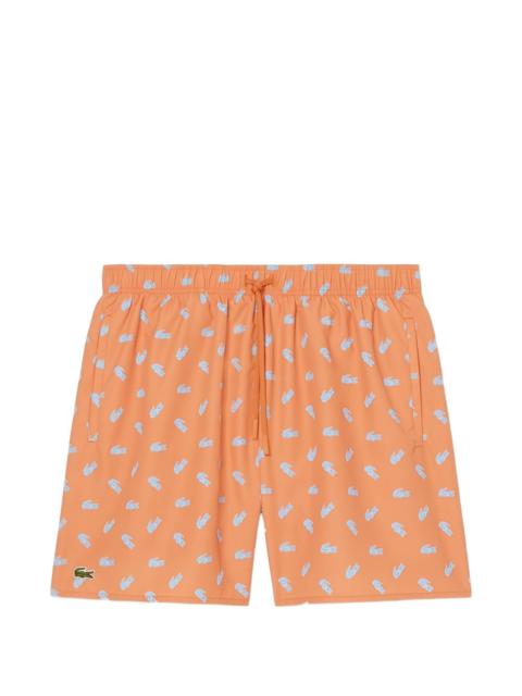 LACOSTE Crocodile-print swim shorts