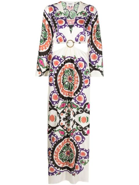 ba&sh cut-out floral-print long dress