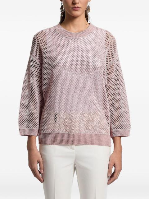 PESERICO sequinned open-knit crew-neck sweater