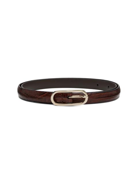 Anderson's Tan Super Skinny Lizard Leather Oval Buckle Belt