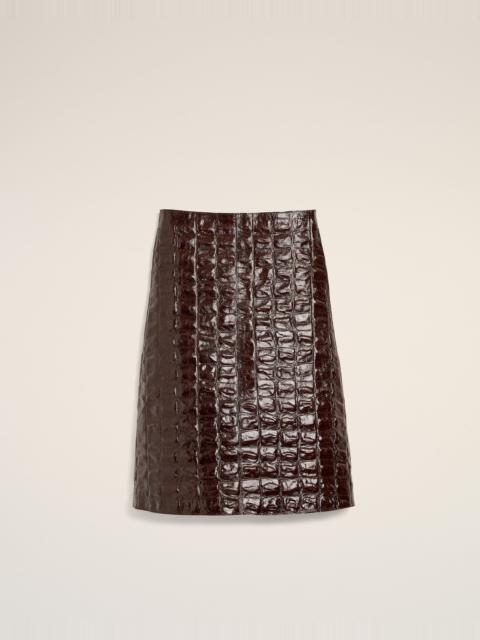 AMI Paris BURGUNDY MIDI COWHIDE LEATHER SKIRT