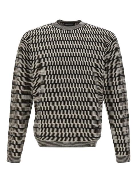 EMPORIO ARMANI optical-pattern crew-neck sweater