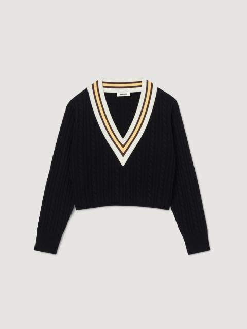 Sandro Contrast V-neck jumper