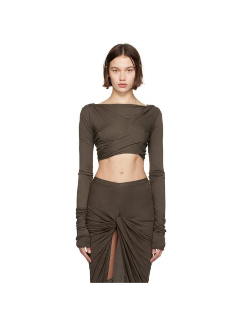Rick Owens Lilies Taupe Porterville Jade LS Crop T-shirt