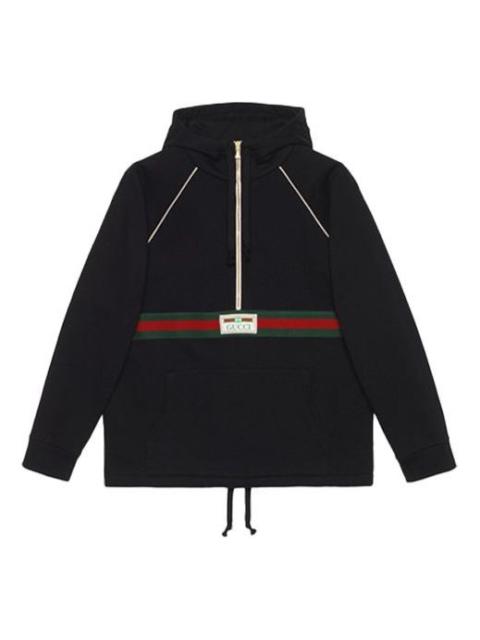 GUCCI Gucci Cotton Jersey Sweatshirt With Web 'Black' 645320-XJDAK-1060