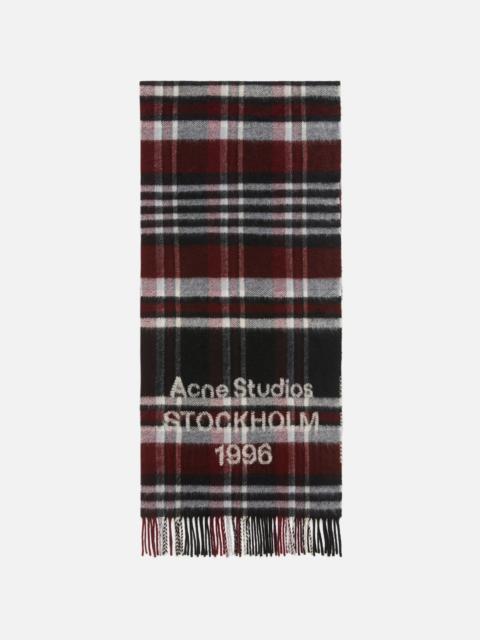 Acne Studios Logo scarf with fringe - Black/burgundy